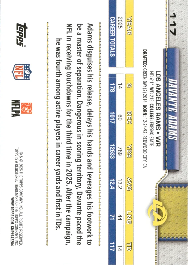 Davante Adams card back