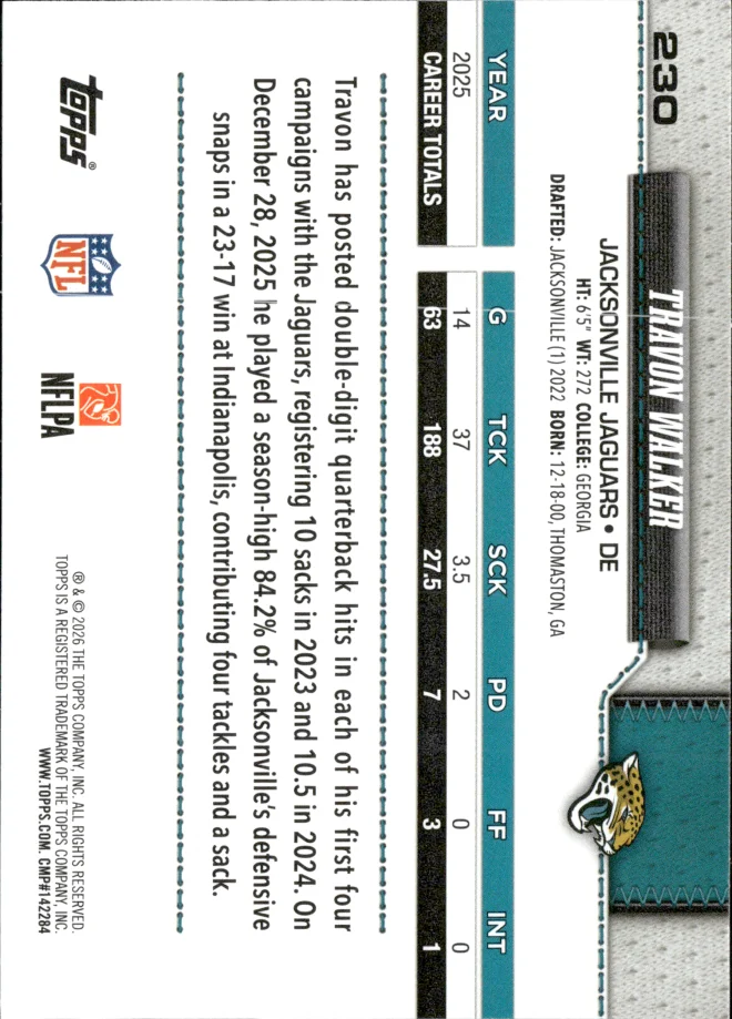 Travon Walker card back