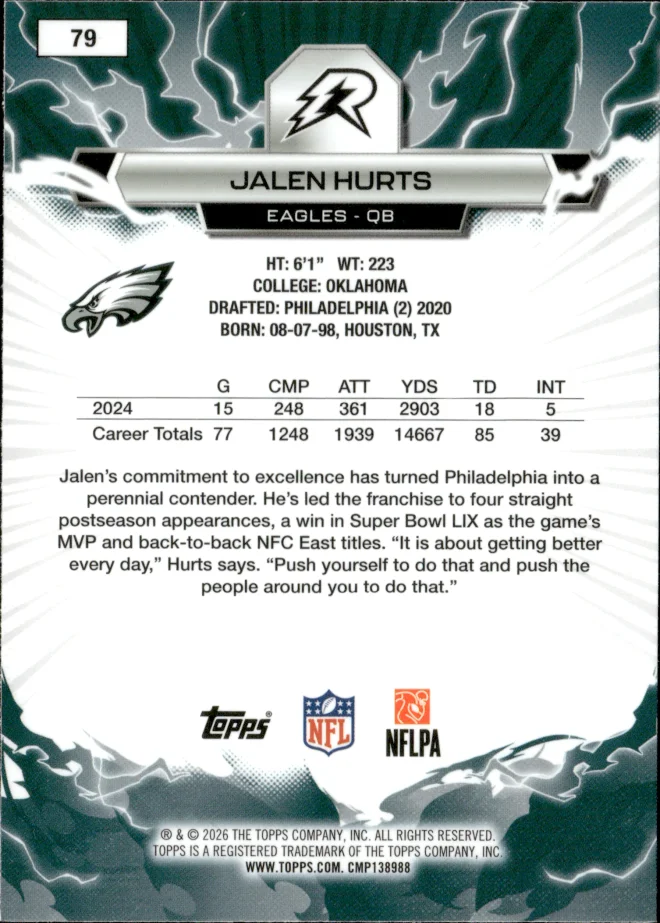 Jalen Hurts card back