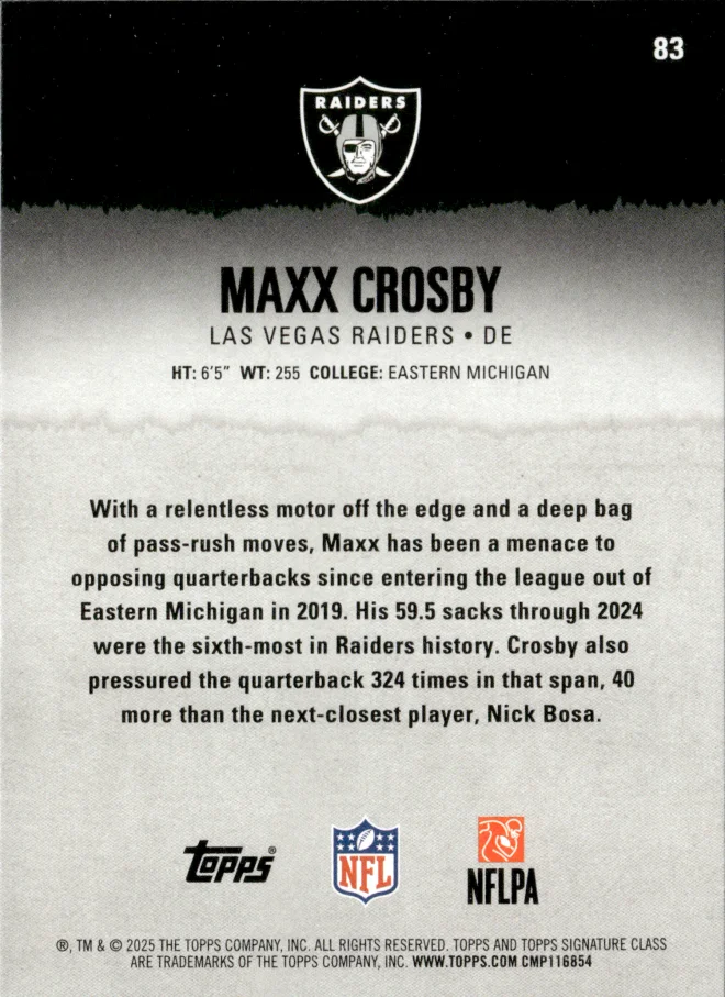 Maxx Crosby card back