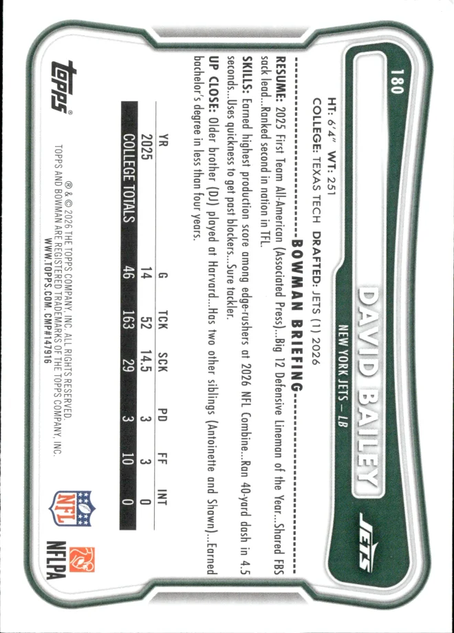 David Bailey card back