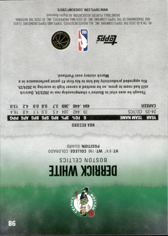 Derrick White card back