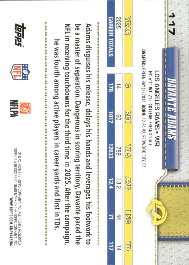 Davante Adams card back