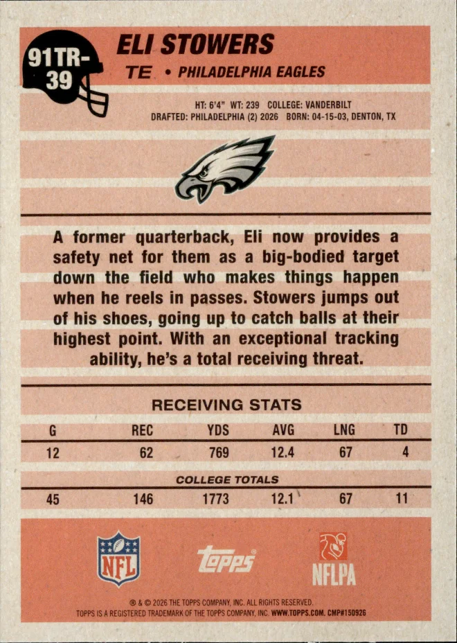 Eli Stowers card back