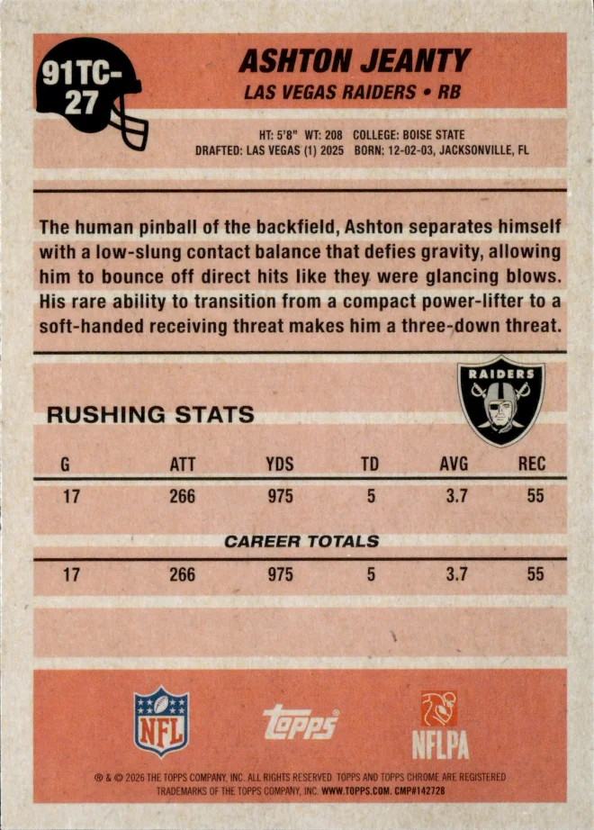 Ashton Jeanty card back