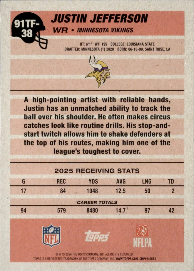 Justin Jefferson card back