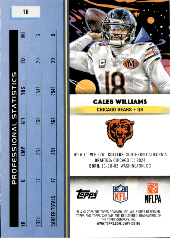 Caleb Williams card back