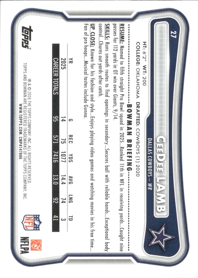 CeeDee Lamb card back