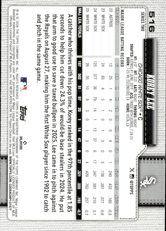 Korey Lee card back