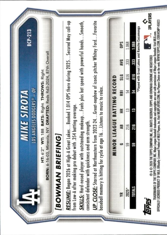 Mike Sirota card back