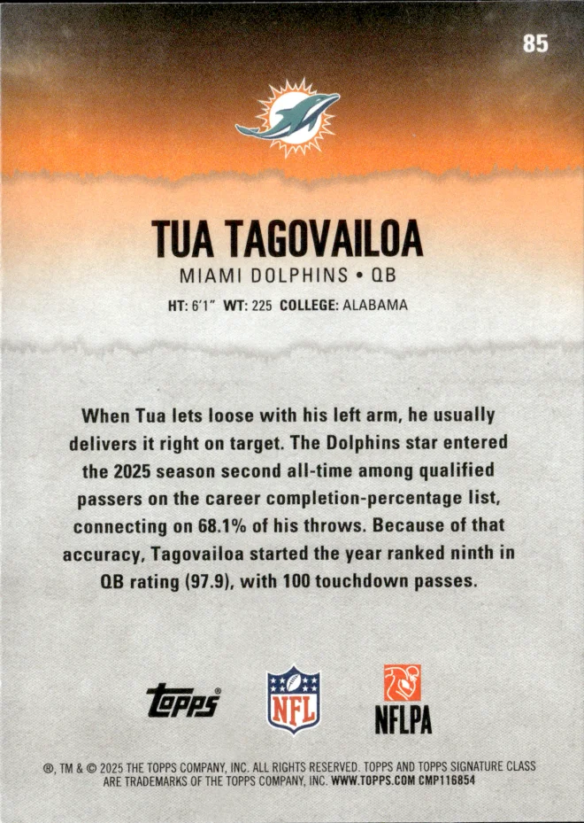 Tua Tagovailoa card back
