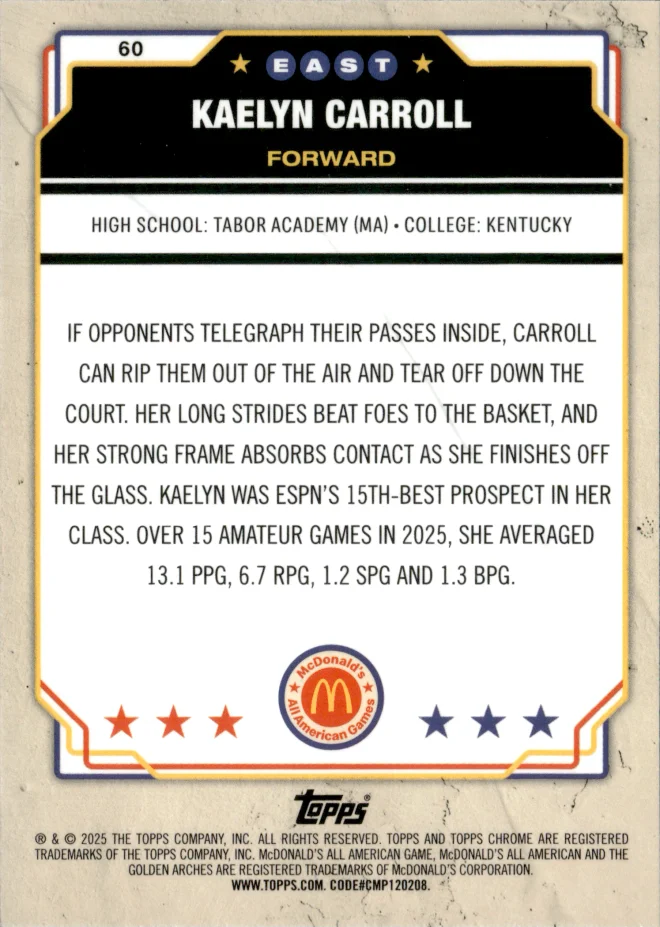 Kaelyn Carroll card back