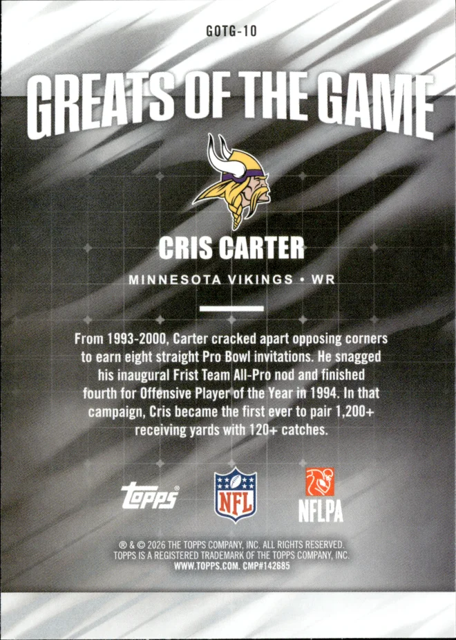 Cris Carter card back