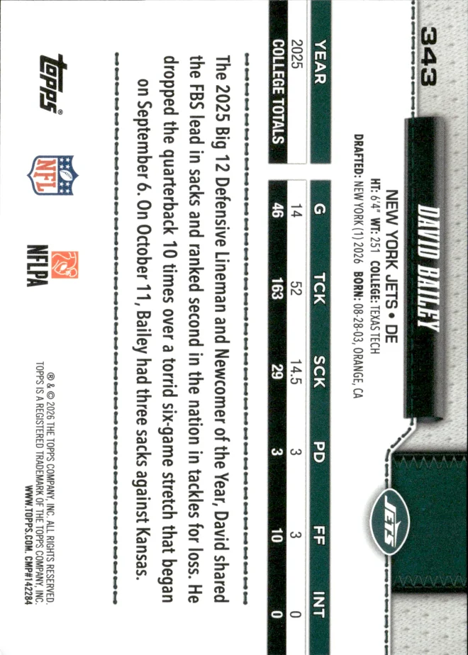 David Bailey card back