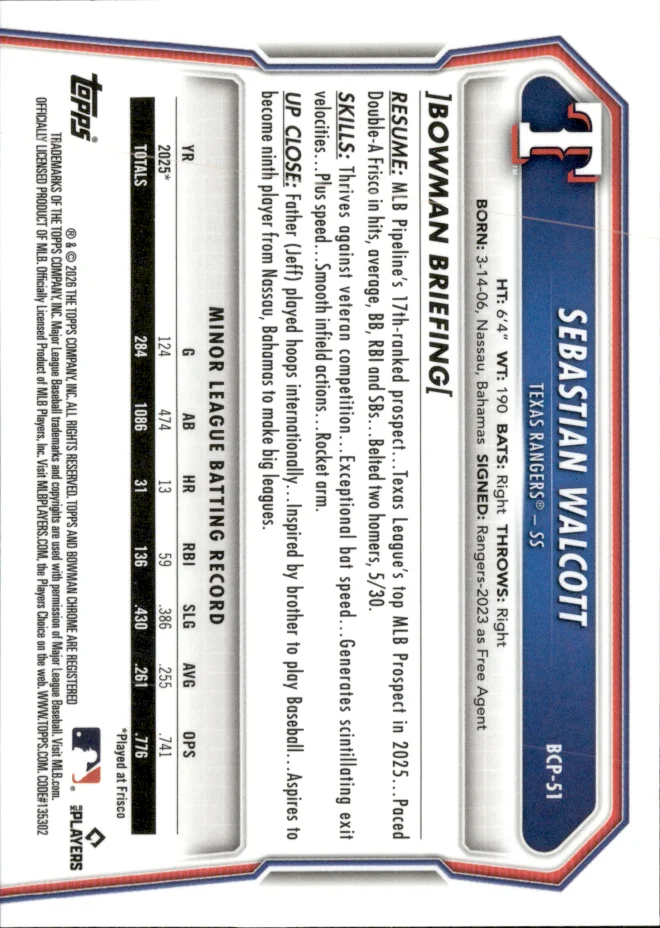 Sebastian Walcott card back