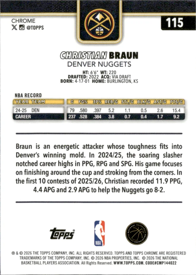 Christian Braun card back