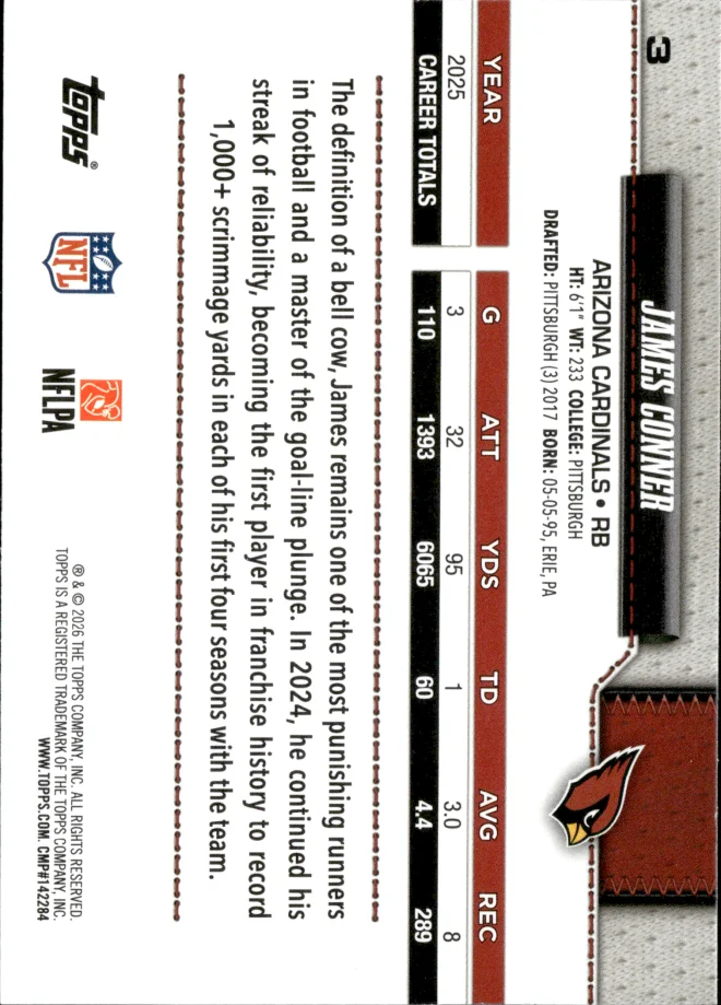 James Conner card back