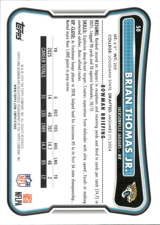 Brian Thomas Jr. card back