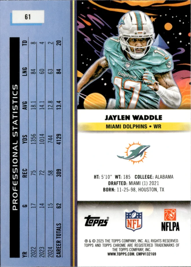 Jaylen Waddle card back