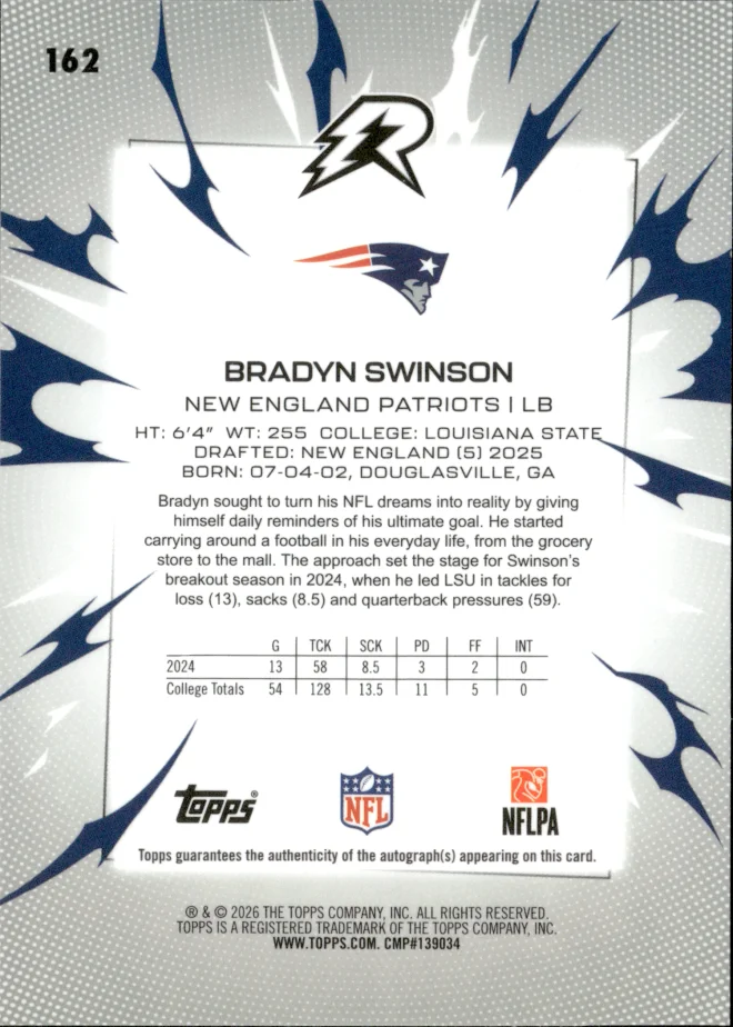 Bradyn Swinson card back
