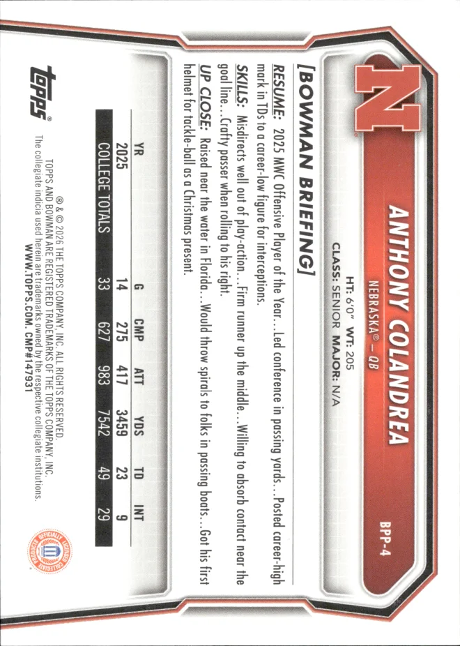 Anthony Colandrea card back