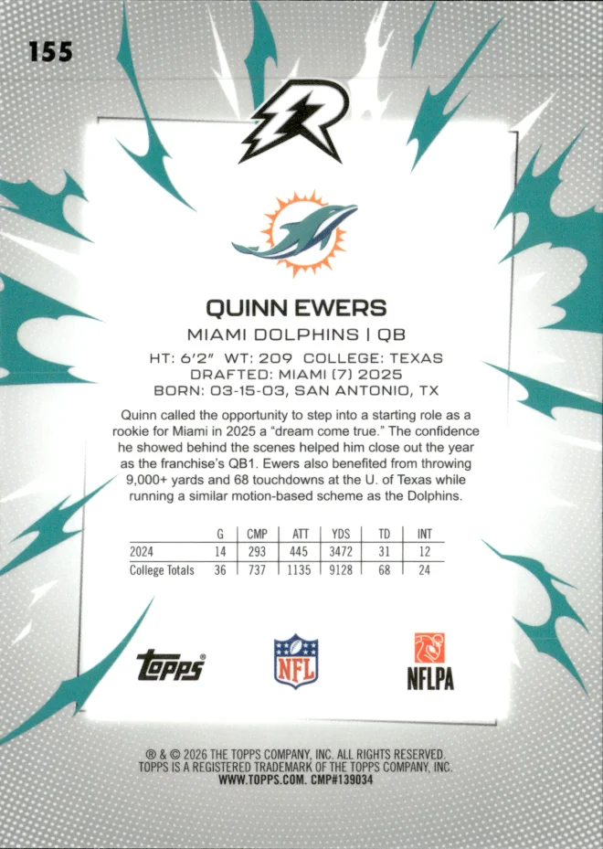 Quinn Ewers card back
