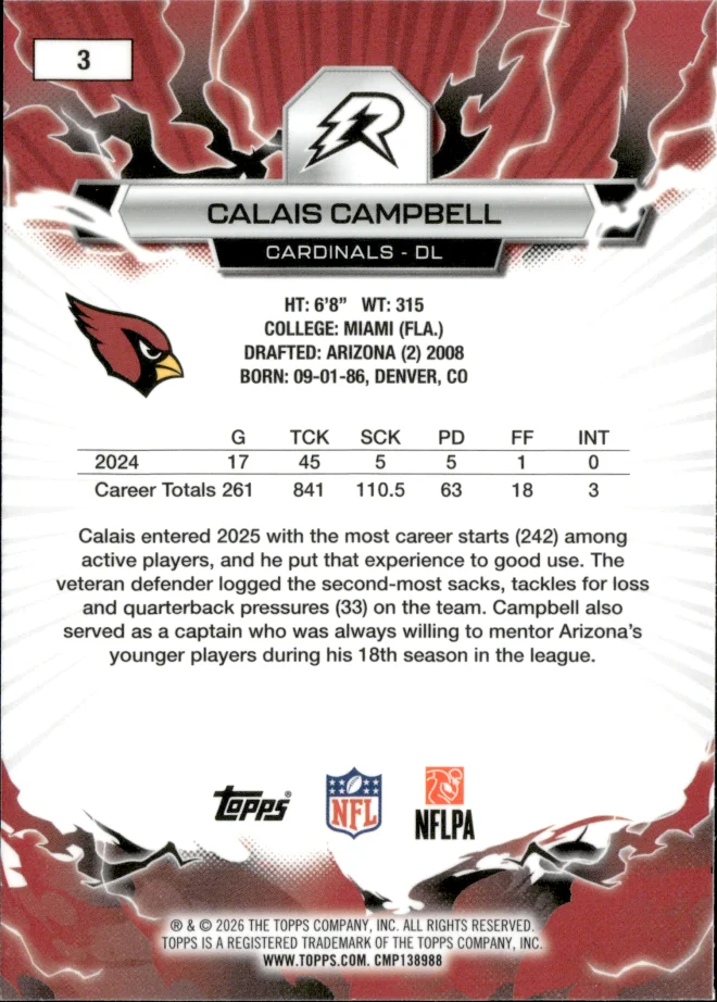 Calais Campbell card back