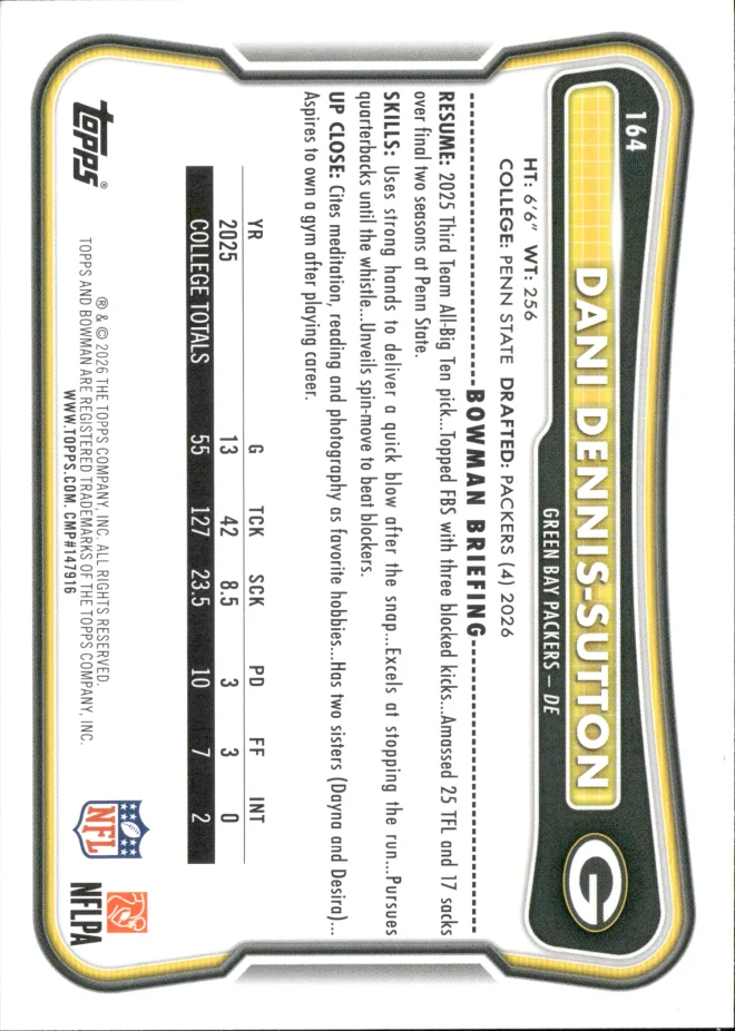 Dani Dennis-Sutton card back