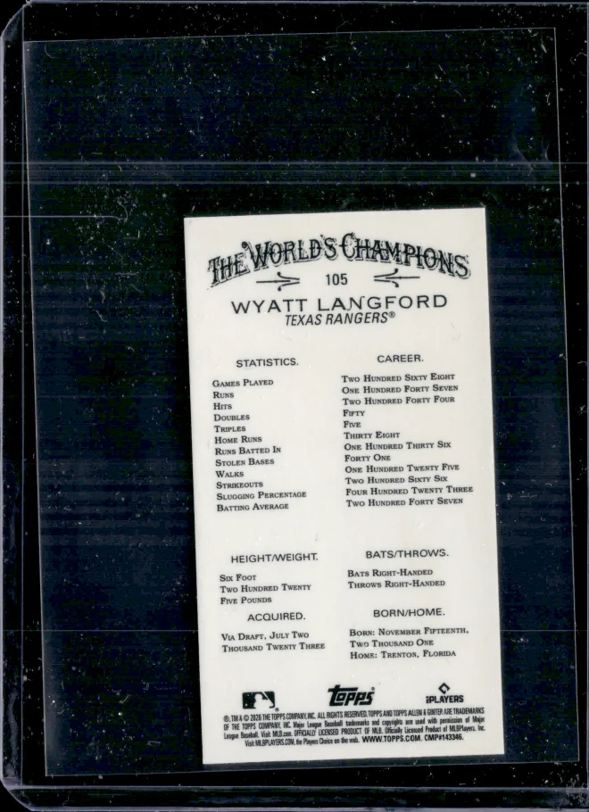 Wyatt Langford card back