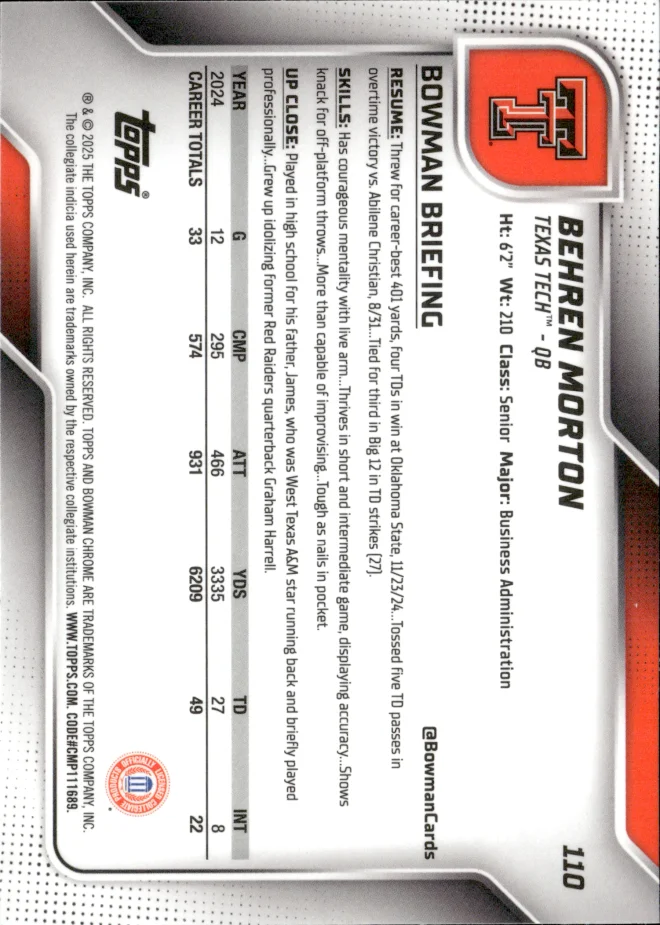 Behren Morton card back