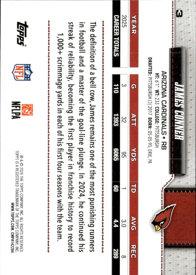 James Conner card back