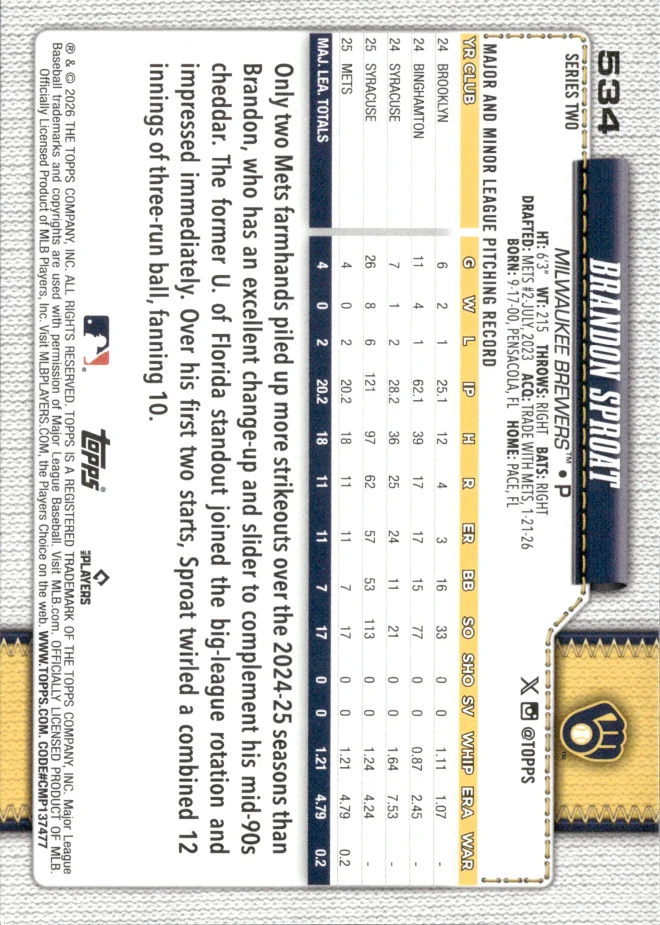 Brandon Sproat card back