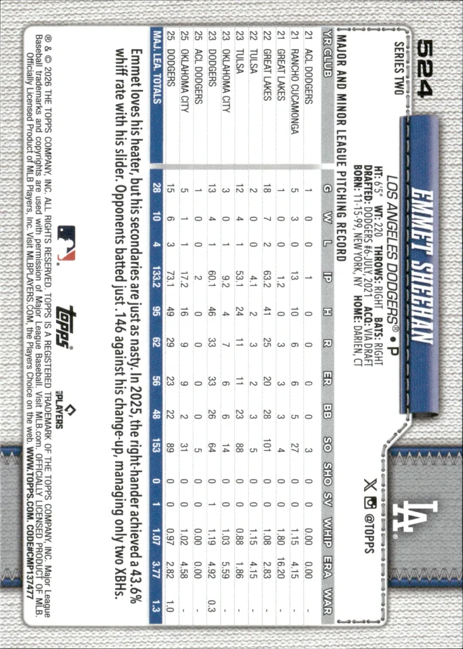 Emmet Sheehan card back