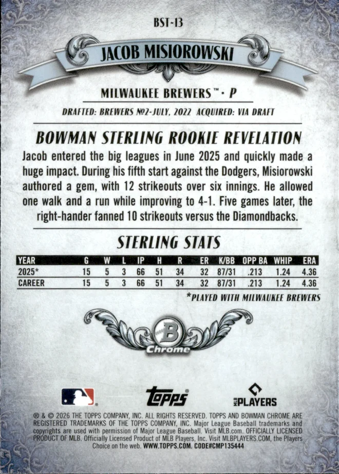 Jacob Misiorowski card back