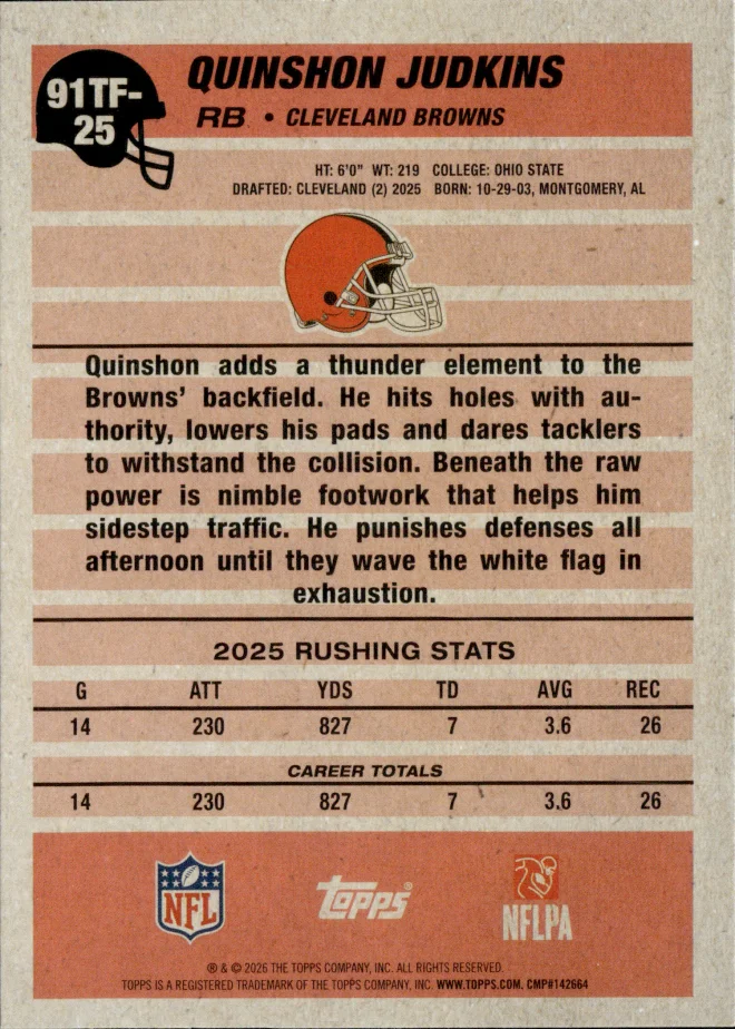 Quinshon Judkins card back