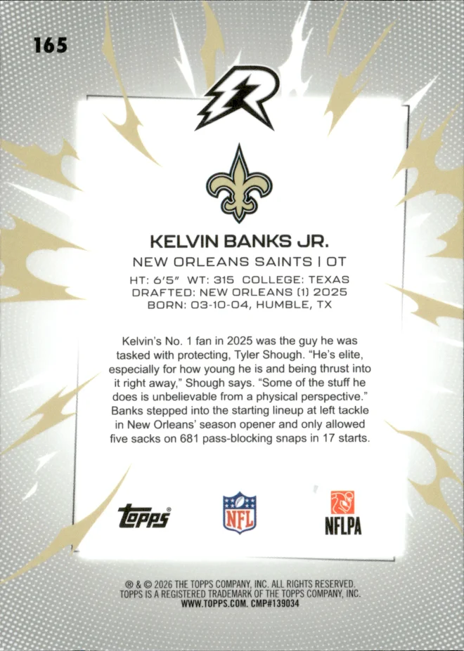 Kelvin Banks Jr. card back