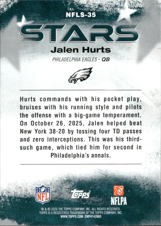 Jalen Hurts card back