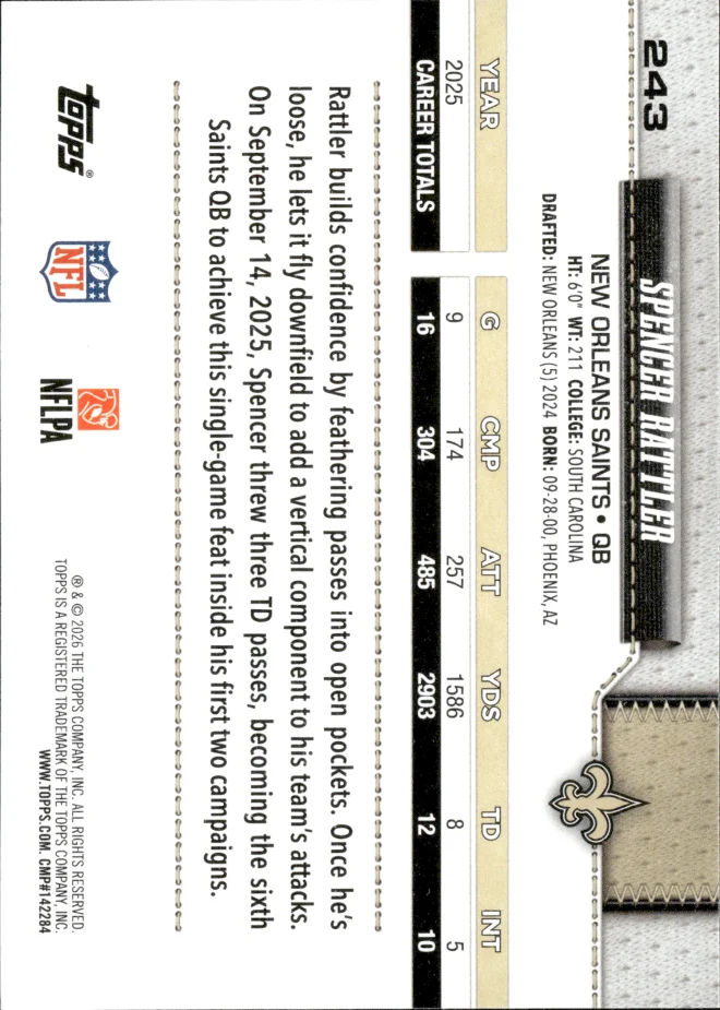 Spencer Rattler card back