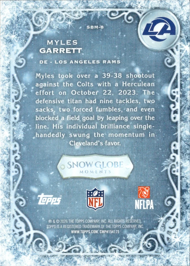 Myles Garrett card back