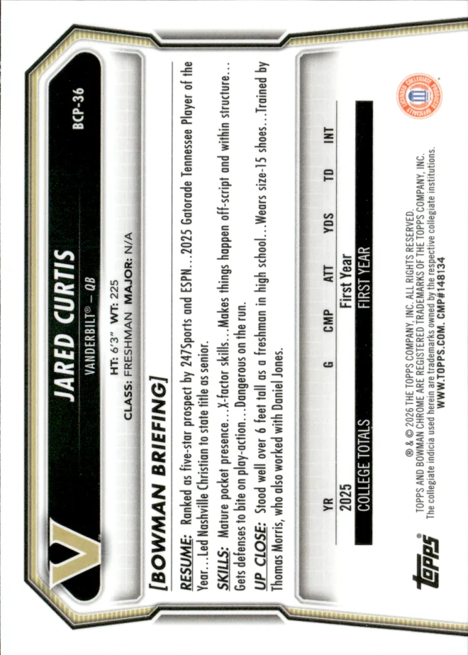 Jared Curtis card back