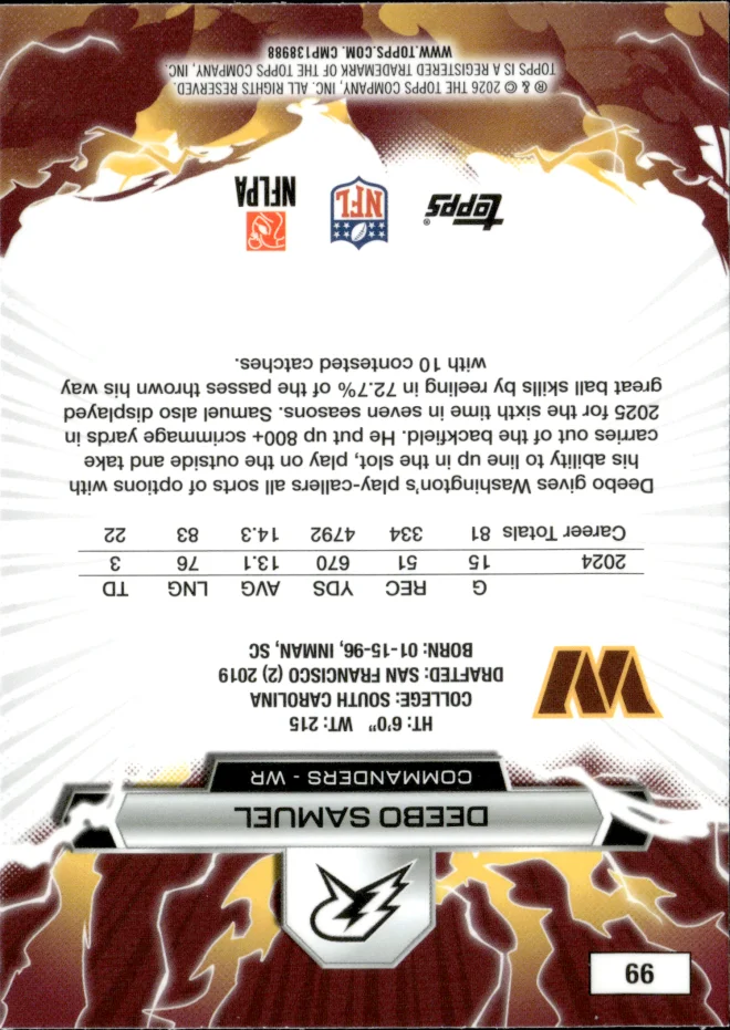 Deebo Samuel card back