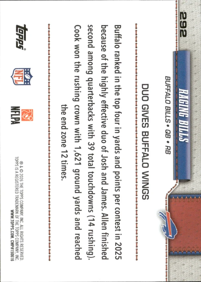 Josh Allen / James Cook card back
