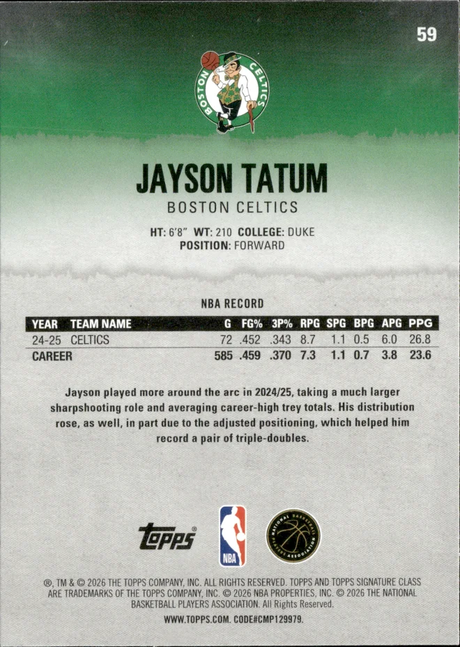 Jayson Tatum card back