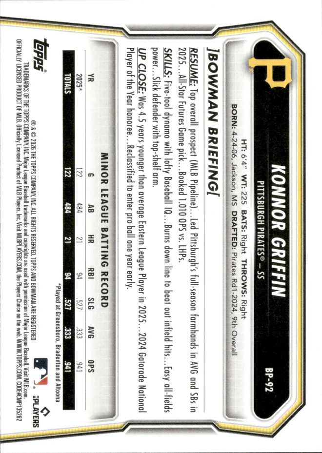 Konnor Griffin card back