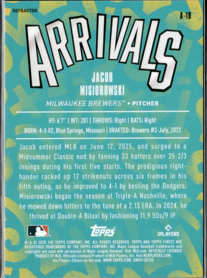Jacob Misiorowski card back
