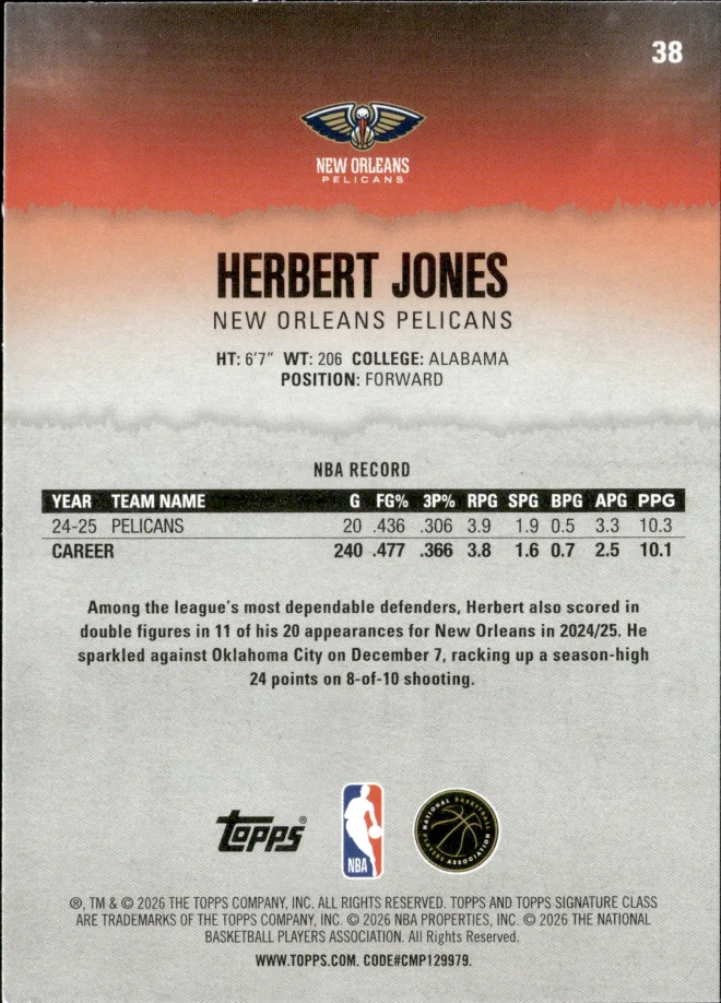 Herbert Jones card back