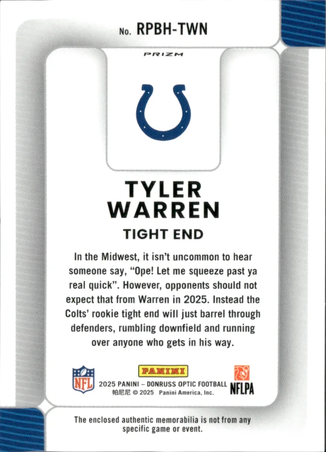Tyler Warren card back