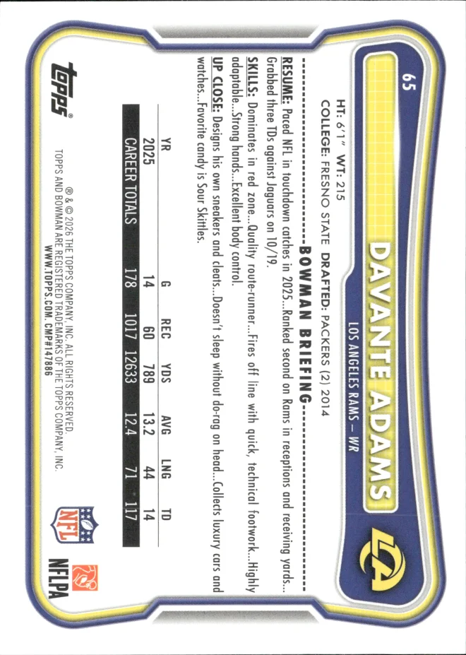 Davante Adams card back