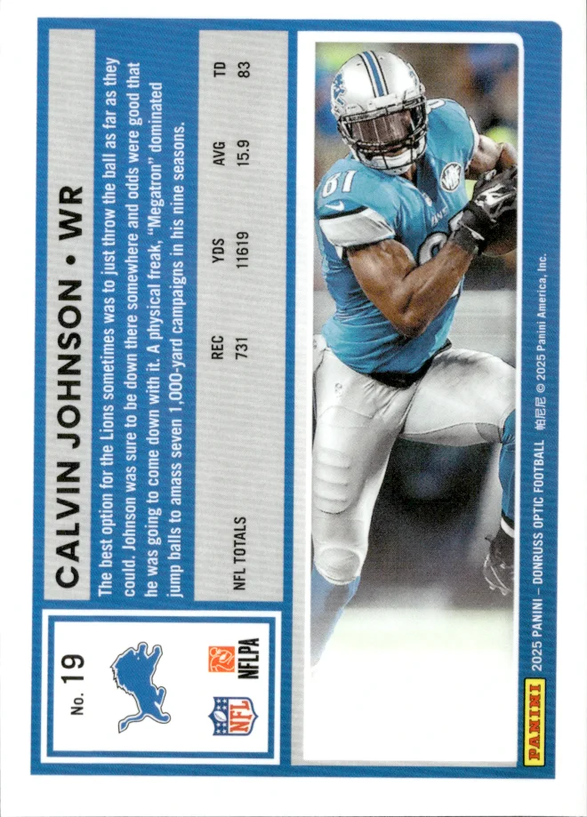 Calvin Johnson card back