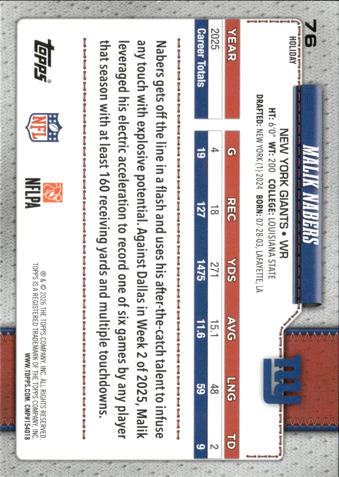Malik Nabers card back